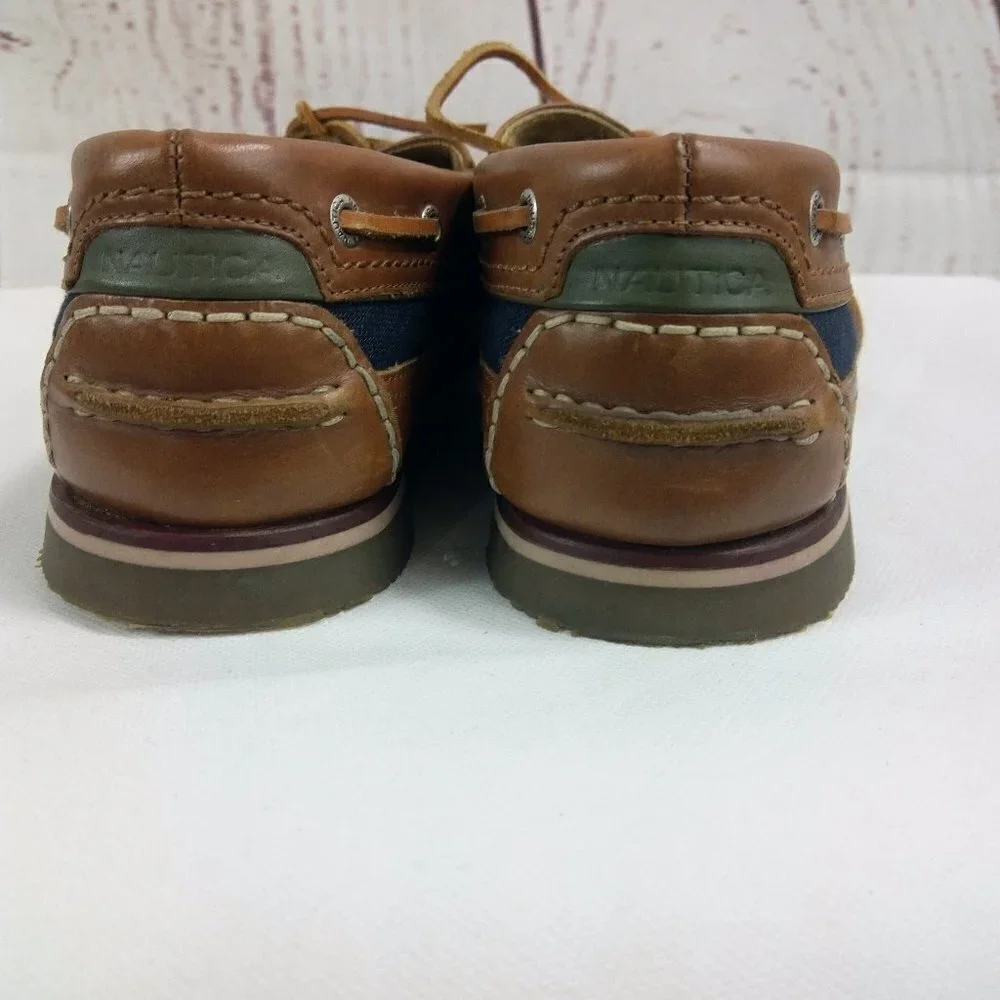 NAUTICA Men’s Size 13 Leather Canvas Boat Shoes